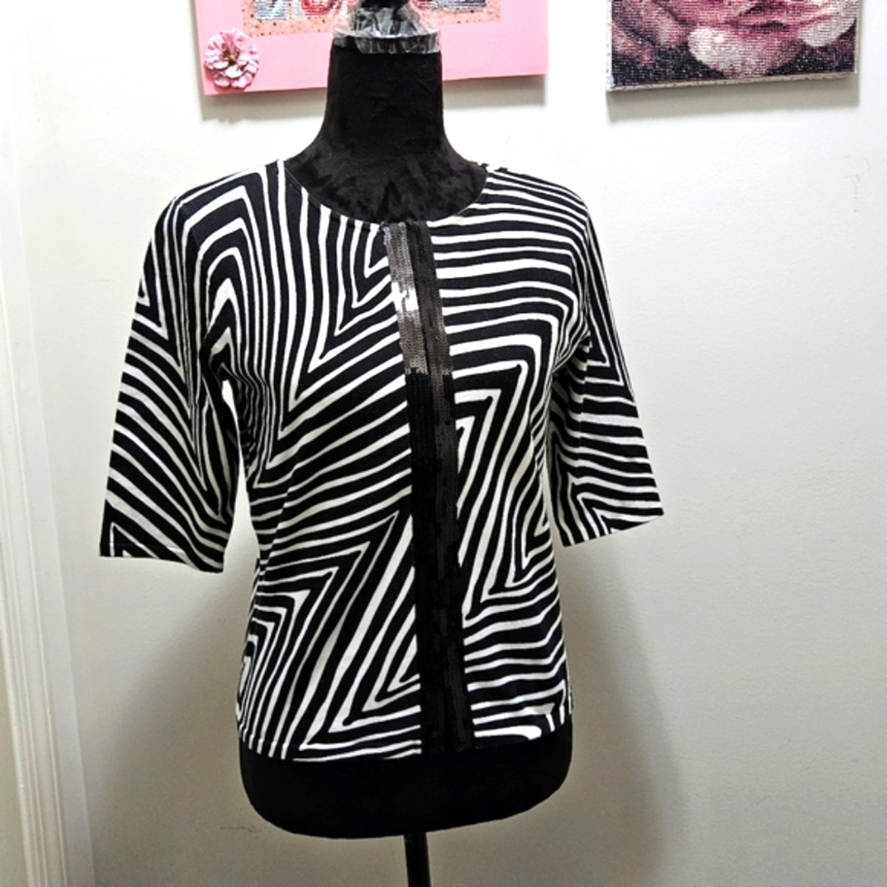 Carmen Marc Valvo Zebra Striped Top NWT